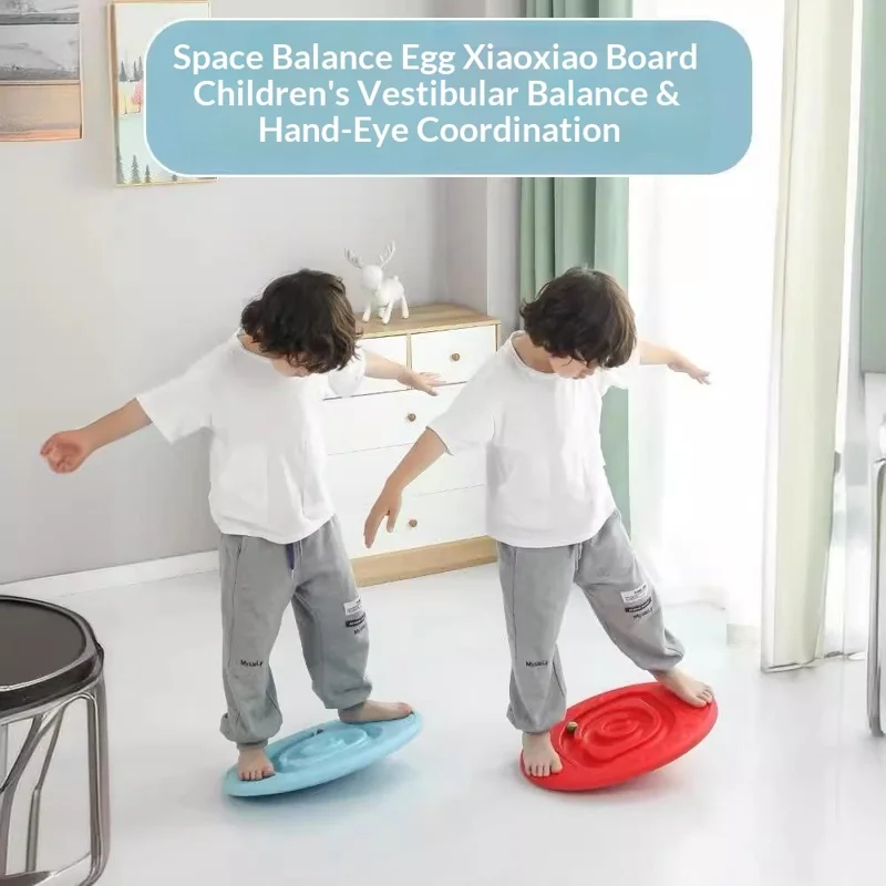Sensory Balance Board Egg Shape Walking Board with 10 Balls Vestibular Training for Kids (Random Ball Color) - Blue