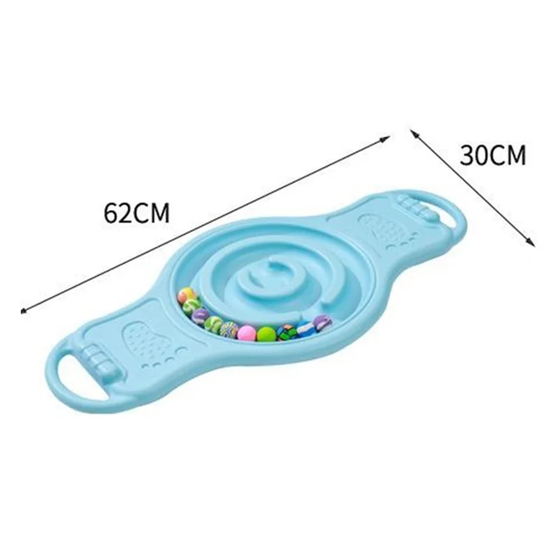 Sensory Balance Board Egg Shape Walking Board with 10 Balls Vestibular Training for Kids (Random Ball Color) - Blue