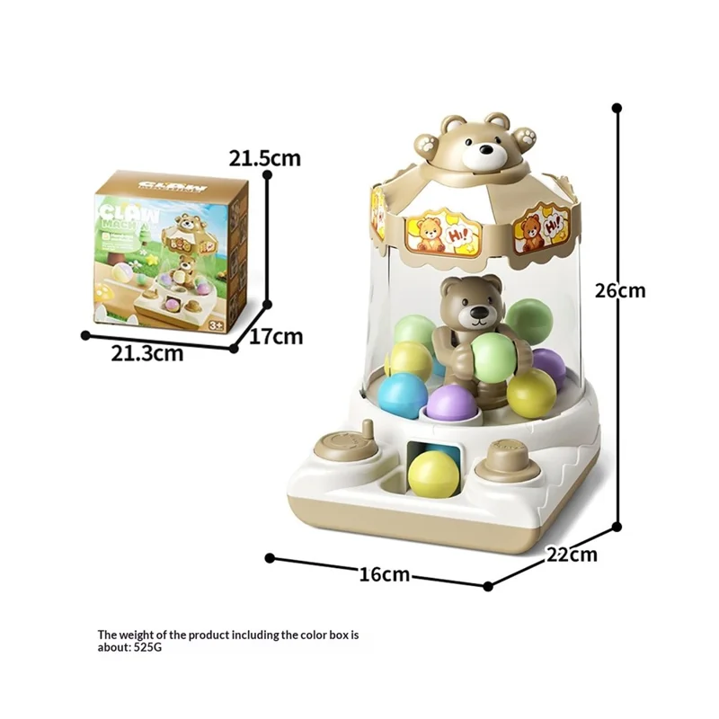 YY2027  /  YY2028 Kids Hand Crank Ball Clip Claw Machine Mini Ball Grabbing Game Toy Interactive Family Fun Doll Machine - White