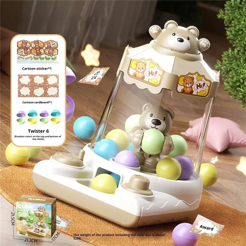 YY2027  /  YY2028 Kids Hand Crank Ball Clip Claw Machine Mini Ball Grabbing Game Toy Interactive Family Fun Doll Machine - White