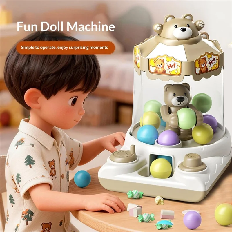 YY2027  /  YY2028 Kids Hand Crank Ball Clip Claw Machine Mini Ball Grabbing Game Toy Interactive Family Fun Doll Machine - White