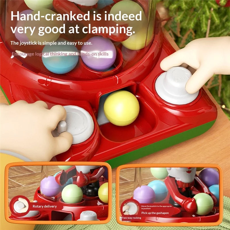 YY2027  /  YY2028 Kids Hand Crank Ball Clip Claw Machine Mini Ball Grabbing Game Toy Interactive Family Fun Doll Machine - White