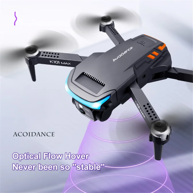 K101 MAX Mini Foldable Drone 4K Dual Camera 3-way Obstacle Avoidance RC Quadcopter (Optical Flow Positioning + ESC + 1 Battery) - Grey
