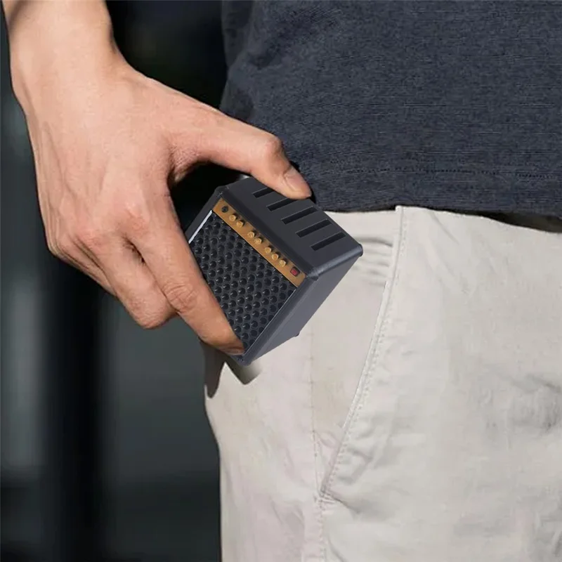 Ukulele Guitar Pick Storage Box Amp Shaped Desktop Organizer Holder Mini Speaker Case with 5 Picks - Black