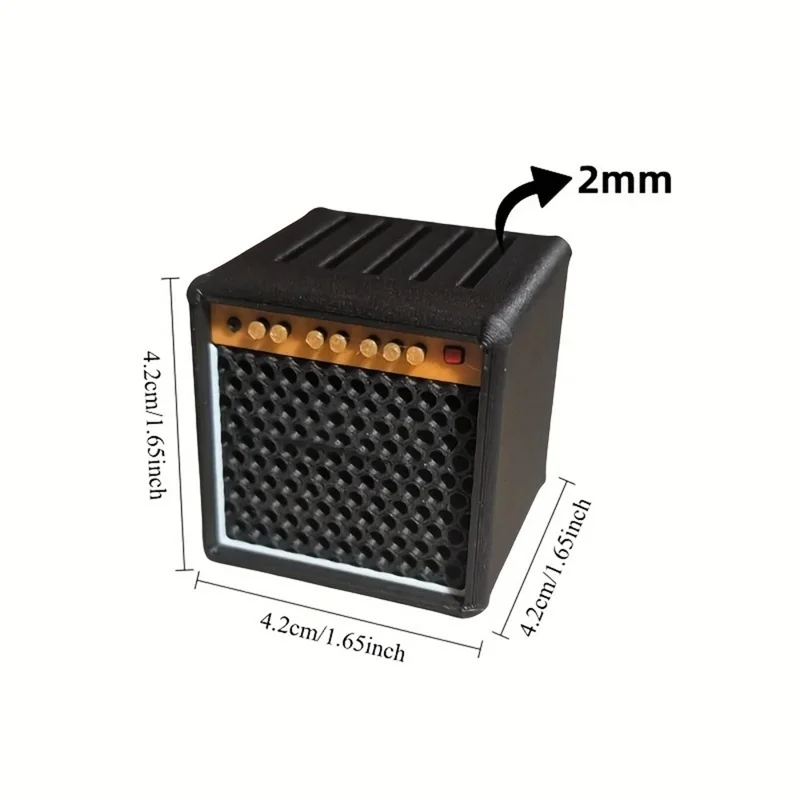 Ukulele Guitar Pick Storage Box Amp Shaped Desktop Organizer Holder Mini Speaker Case with 5 Picks - Black