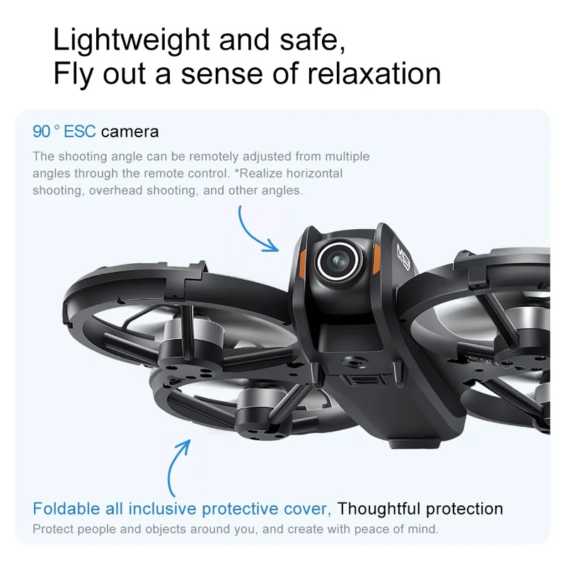 Drone M5 com 1 Bateria, Posicionamento por Fluxo Ótico, Motor sem Escovas, Quadricóptero com Controlador com Ecrã Retrátil de 4,3 Polegadas - Preto