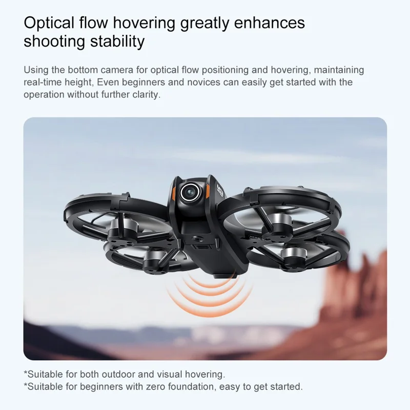 Drone M5 com 2 Baterias, Posicionamento por Fluxo Ótico, Motor sem Escovas, Quadricóptero com Controlador com Ecrã Recolhível de 4,3 Polegadas - Preto