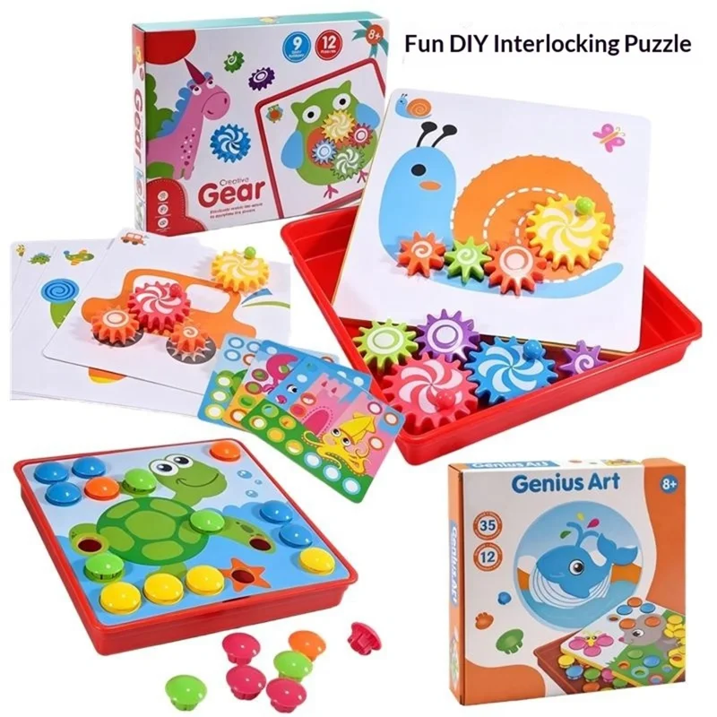 Brinquedo Educativo Infantil DIY com Engrenagens Geométricas para Treino Lógico - WH2161