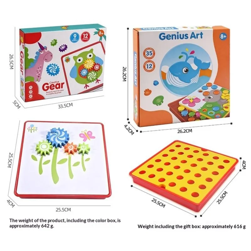 Brinquedo Educativo Infantil DIY com Engrenagens Geométricas para Treino Lógico - WH2161