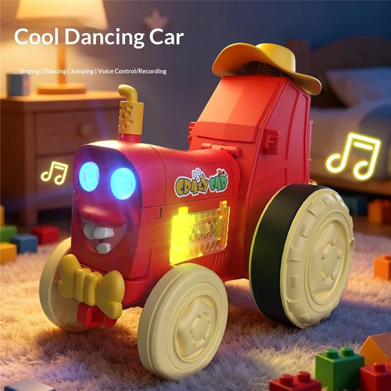 YG2105-A Voice Activated Dancing Car Rechargeable Voice Recording Toy with LED Light - Red