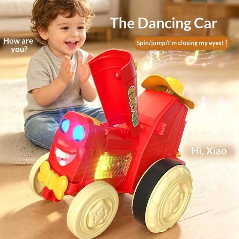 YG2105-A Voice Activated Dancing Car Rechargeable Voice Recording Toy with LED Light - Red