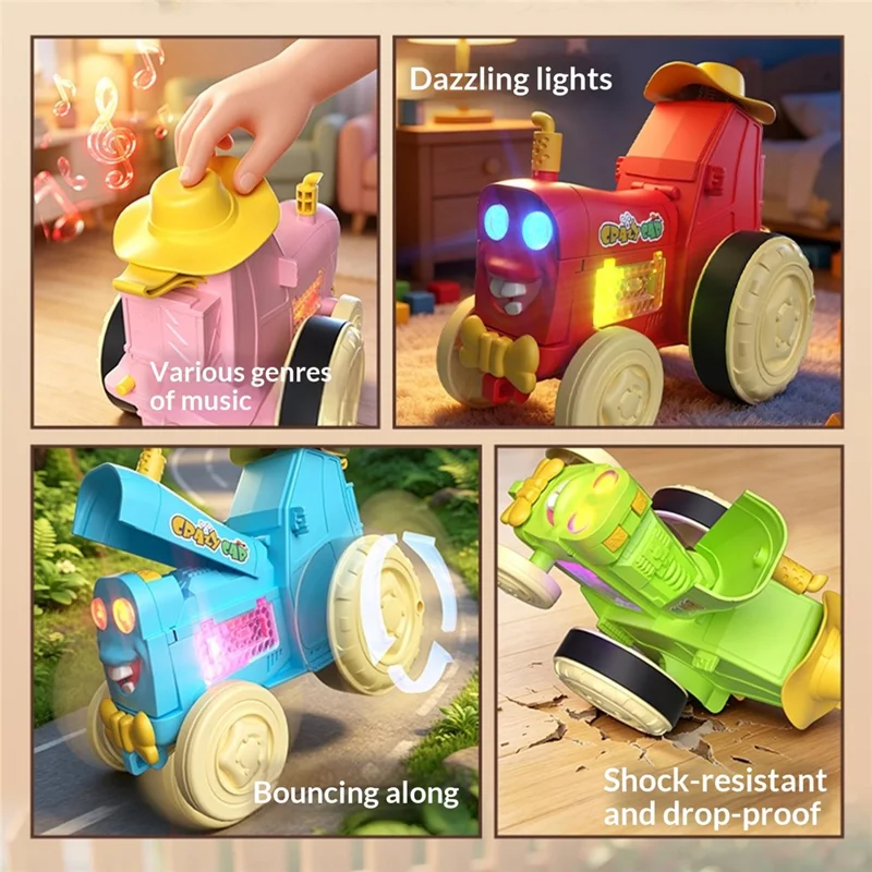 YG2105-A Voice Activated Dancing Car Rechargeable Voice Recording Toy with LED Light - Red