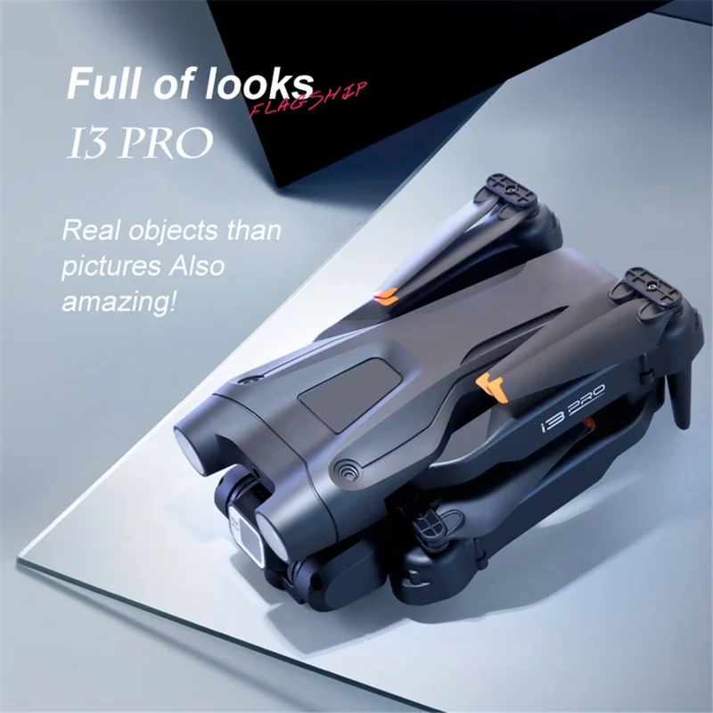 I3 Pro 4K HD طائرة بدون طيار للتصوير الجوي طراز RC مع تحديد المواقع بالتدفق الضوئي، رباعية المراوح، طائرة بتجنب العوائق، بطارية واحدة - رمادي