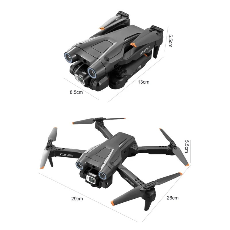 I3 Pro Obstacle Avoidance 4K HD Aerial Photo Drone Folding RC Aircraft Optical Flow Positioning Quadcopter, 2 Batteries - Grey