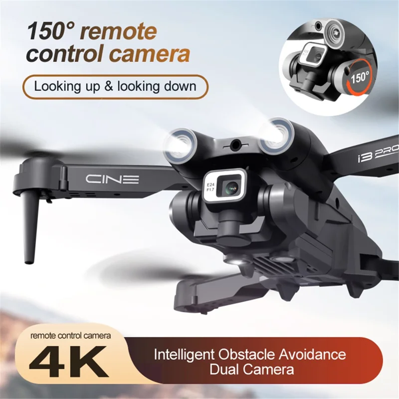 I3 Pro Obstacle Avoidance 4K HD Aerial Photo Drone Folding RC Aircraft Optical Flow Positioning Quadcopter, 2 Batteries - Orange