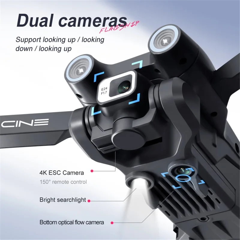 I3 Pro Obstacle Avoidance 4K HD Aerial Photo Drone Folding RC Aircraft Optical Flow Positioning Quadcopter, 2 Batteries - Orange