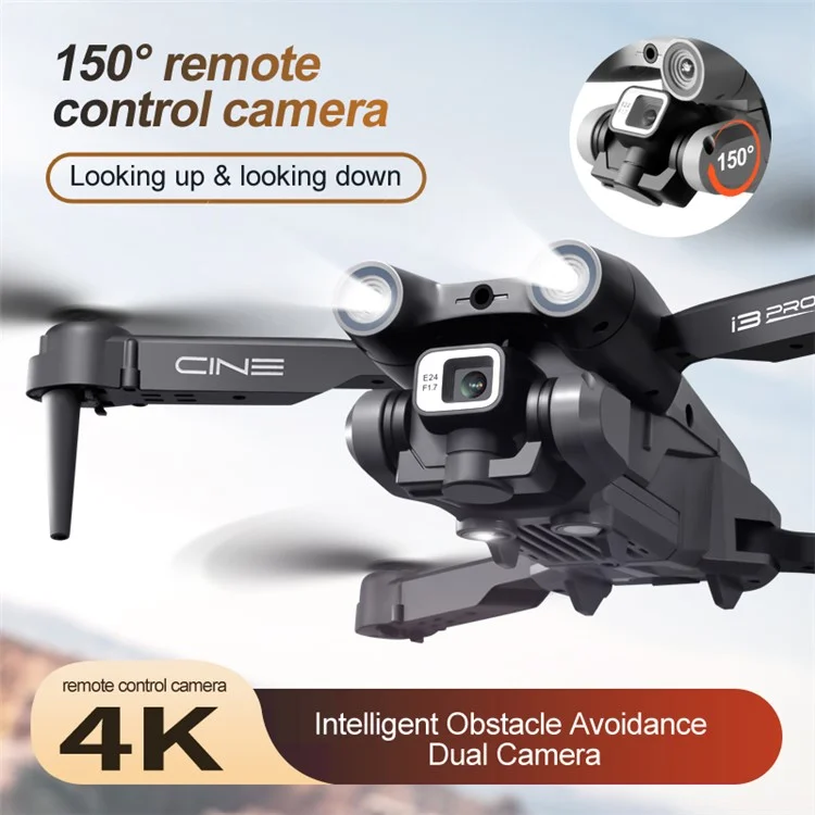 I3 Pro 4K HD Foto Drohne mit optischer Flusspositionierung, Hinderniserkennung und Faltfunktion, 3 Akkus - Orange 