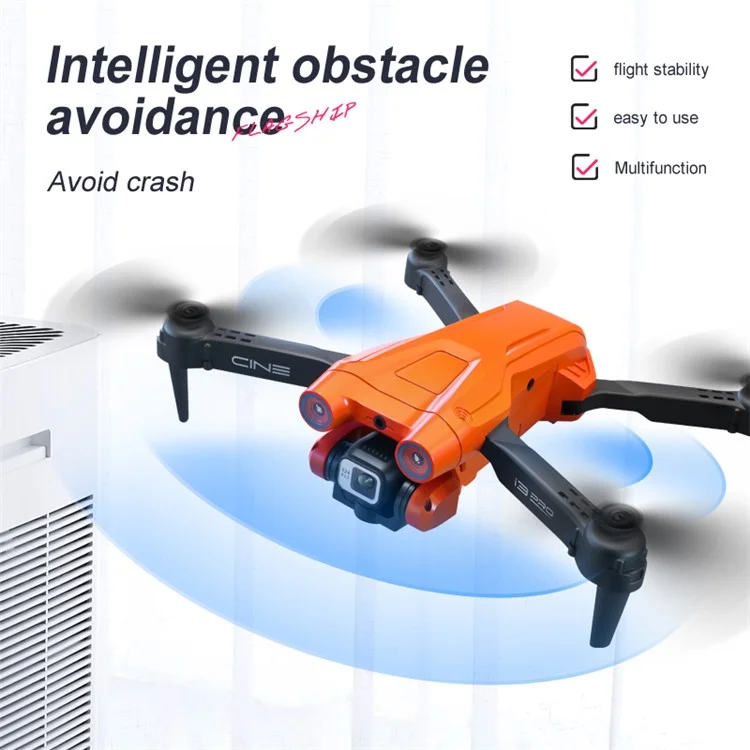I3 Pro 4K HD Foto Drohne mit optischer Flusspositionierung, Hinderniserkennung und Faltfunktion, 3 Akkus - Orange 