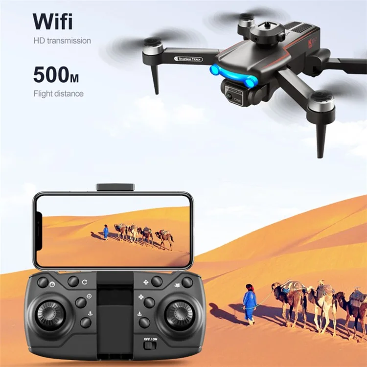 K102 MAX 4K HD Aerial Photo Drone Brushless Motor Folding RC Aircraft with Headless Mode, 1 Battery - Noir