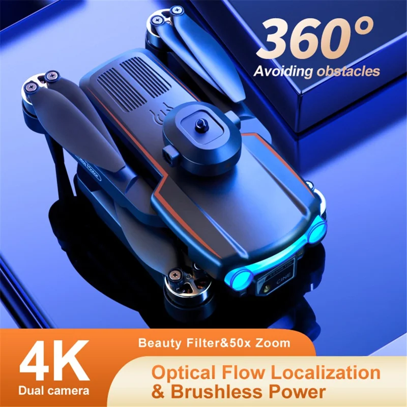 K102 MAX 4K HD Aerial Photo RC Drone Obstacle Avoidance Brushless Motor Folding Aircraft, 2 Batteries - Orange
