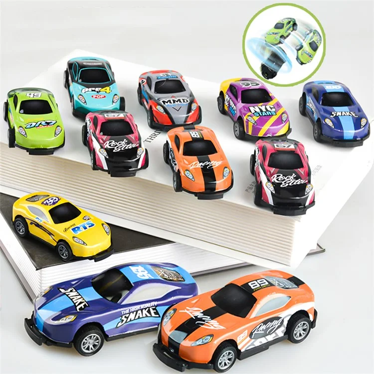 U212-42A 6Pcs Mini Iron Shell Pull-back Car Model Children Bounce Racing Car Toy - Random Color