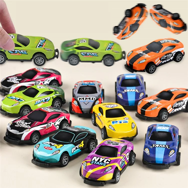 U212-42A 6Pcs Mini Iron Shell Pull-back Car Model Children Bounce Racing Car Toy - Random Color