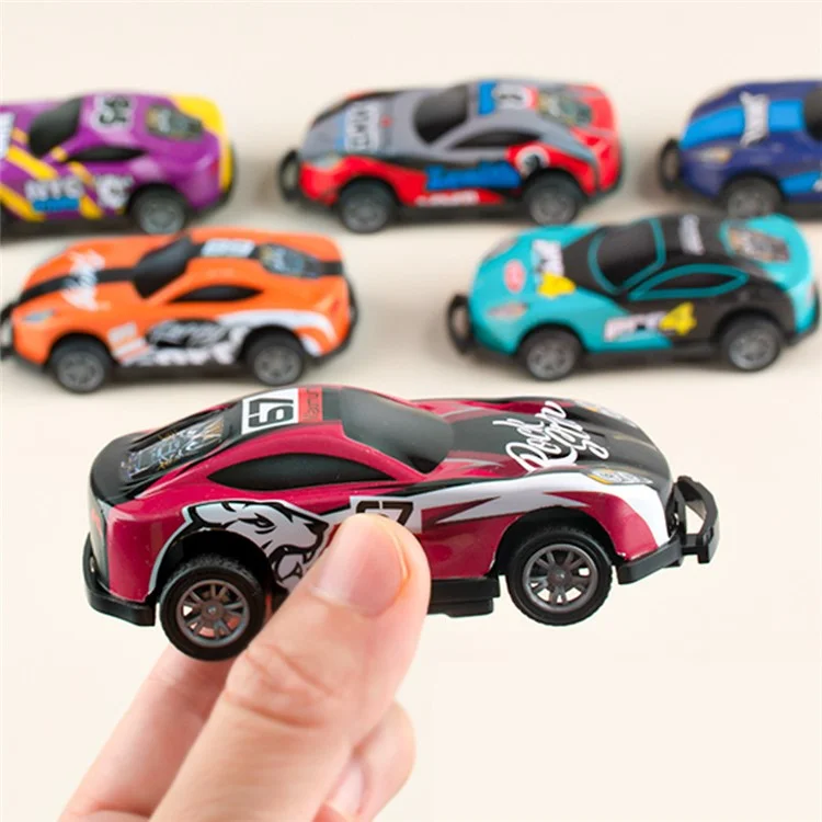 U212-42A 6Pcs Mini Iron Shell Pull-back Car Model Children Bounce Racing Car Toy - Random Color