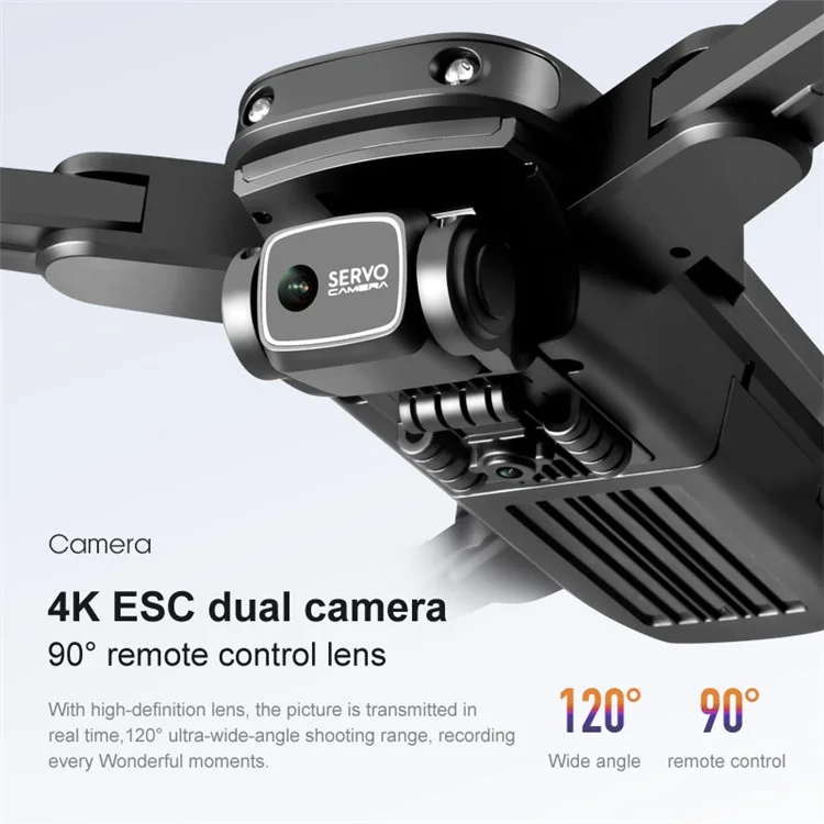 S8000 Aerial Photography Folding Drone 4K HD Dual Camera Optical Flow Positioning RC Quadcopter with 1 Battery - Schwarz / Rot