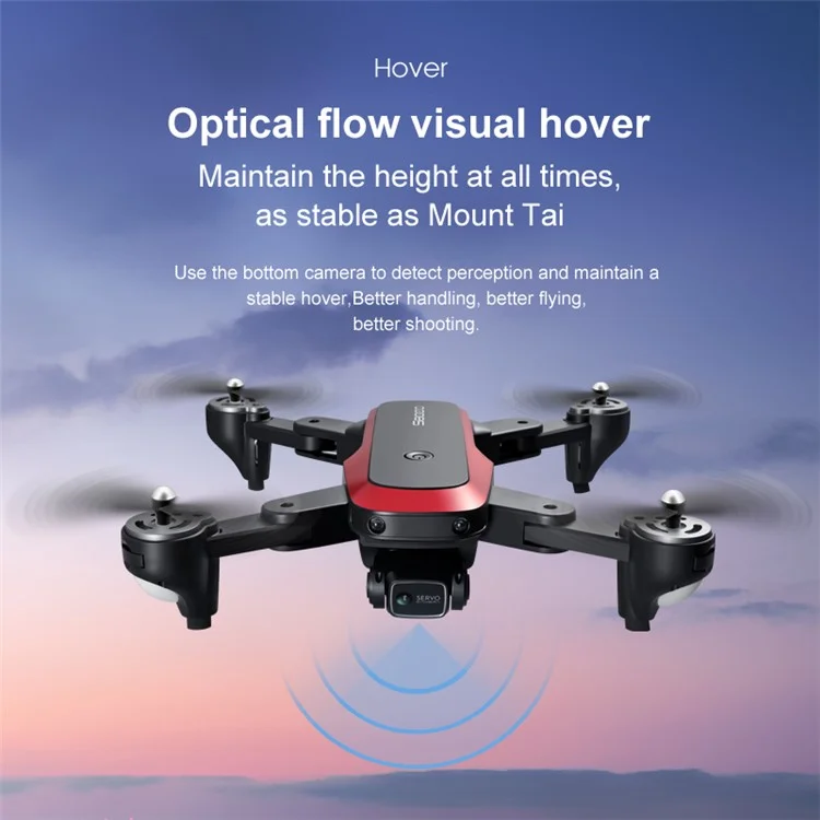 S8000 Aerial Photography Folding Drone 4K HD Dual Camera Optical Flow Positioning RC Quadcopter with 1 Battery - Schwarz / Rot
