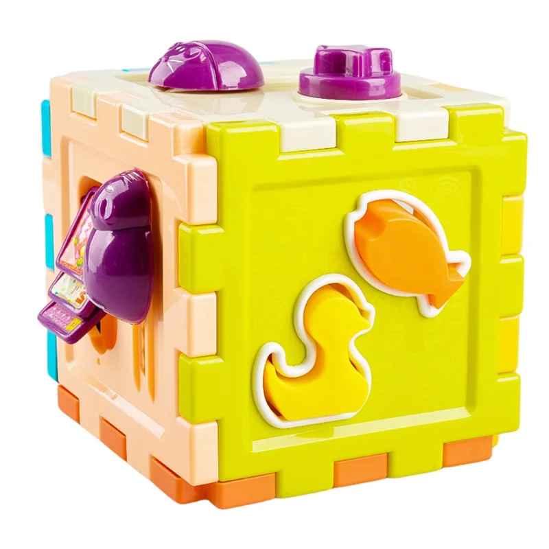 8326 Children Shape Sorter Toys with 8 Shape Blocks Shape Sorting Cube Toy Classic Educational Toys (Random Color)