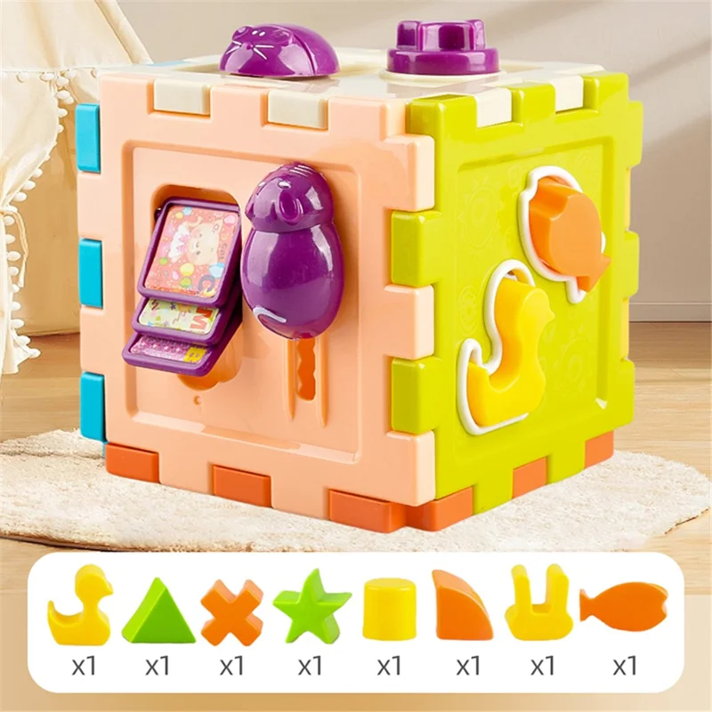 8326 Children Shape Sorter Toys with 8 Shape Blocks Shape Sorting Cube Toy Classic Educational Toys (Random Color)