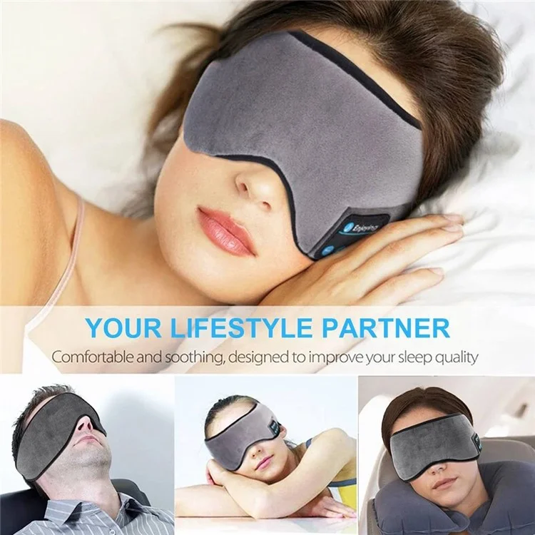 Masque de sommeil Bluetooth 5.3 avec ombrage - Masque de sommeil connecté pour la maison et les voyages - Noir