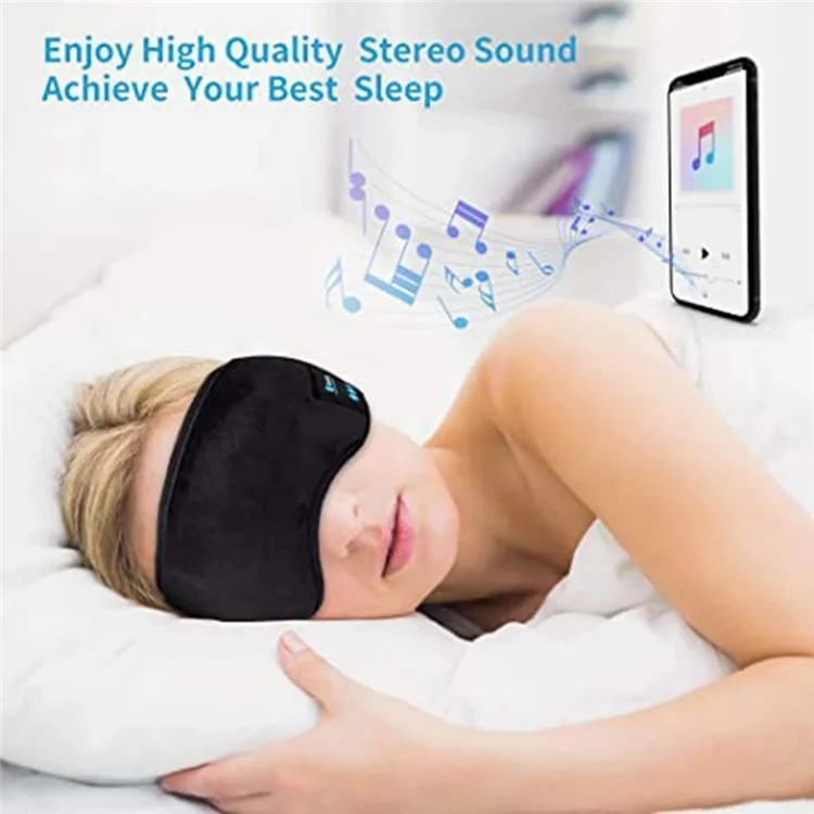Masque de sommeil Bluetooth 5.3 avec ombrage - Masque de sommeil connecté pour la maison et les voyages - Noir