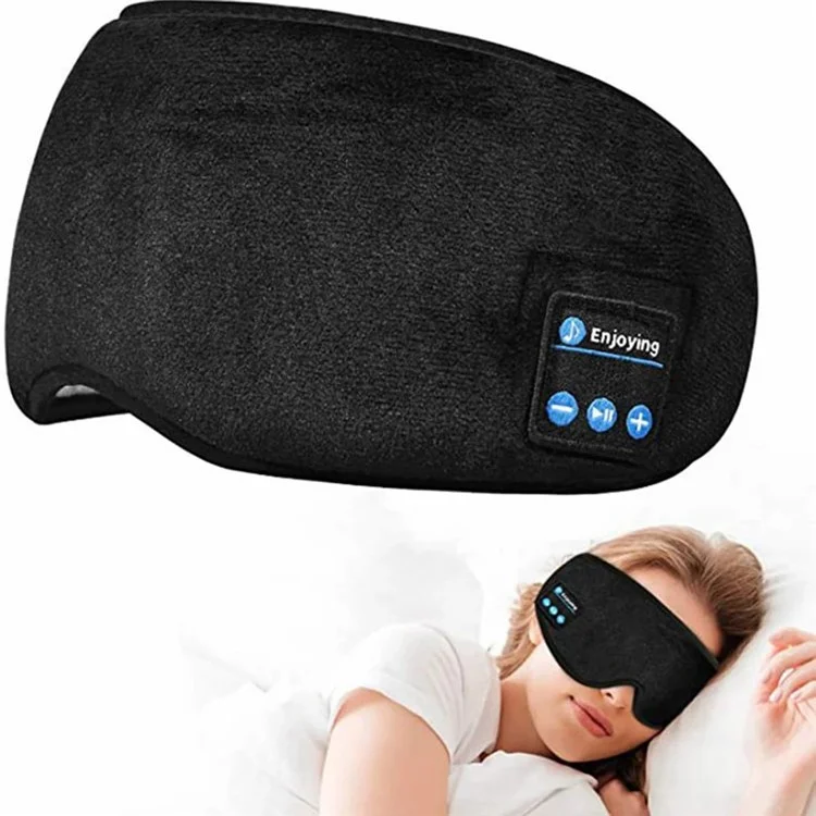 Masque de sommeil Bluetooth 5.3 avec ombrage - Masque de sommeil connecté pour la maison et les voyages - Noir