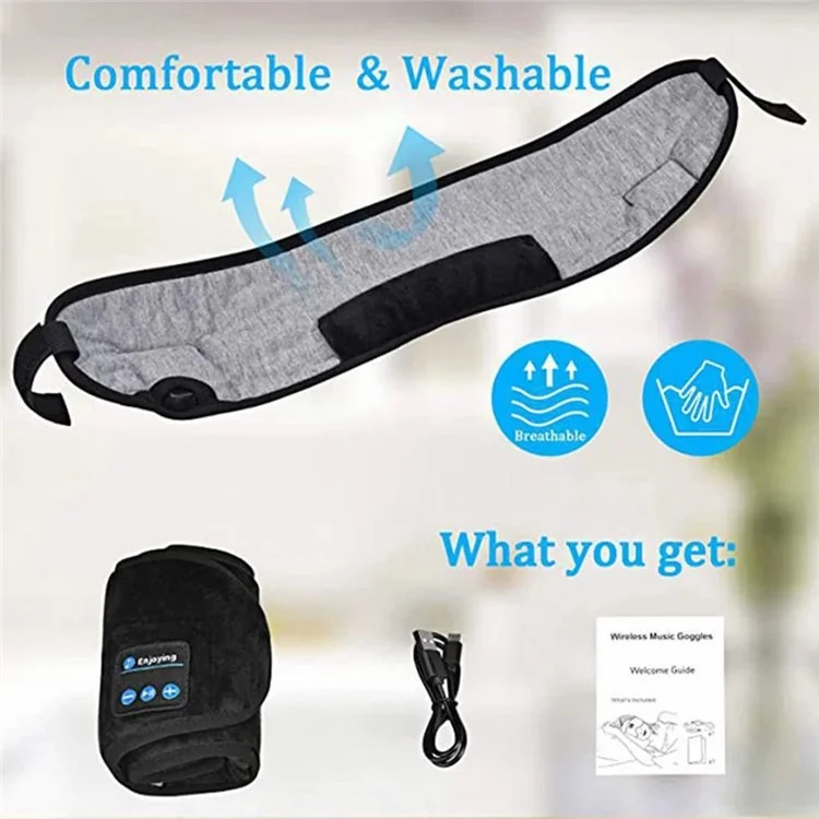 Masque de sommeil Bluetooth 5.3 avec ombrage - Masque de sommeil connecté pour la maison et les voyages - Noir