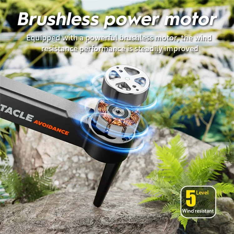 XKJ E99S 4K Dual-Kameras RC-Drohne mit Bürstenloser Antriebstechnik, Hinderniserkennung und faltbarem Fluggerät, 2 Batterien - Orange