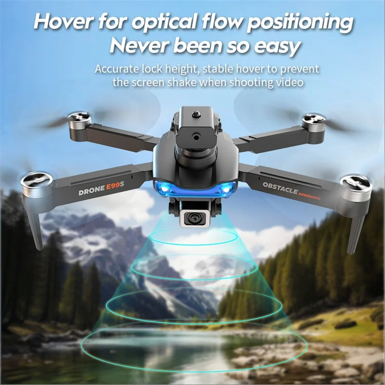 XKJ E99S 4K Dual-Kameras RC-Drohne mit Bürstenloser Antriebstechnik, Hinderniserkennung und faltbarem Fluggerät, 2 Batterien - Orange