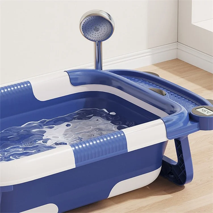 RJ307 Newborn Bathtub TPE+PP Infant Baby Bath Tub with Soft Cushion - Blue