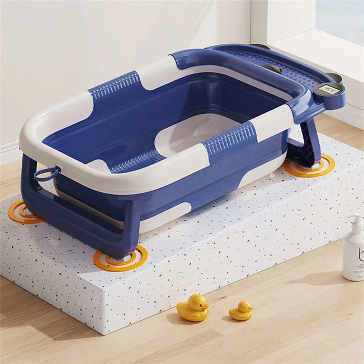 RJ307 Newborn Bathtub TPE+PP Infant Baby Bath Tub with Soft Cushion - Blue