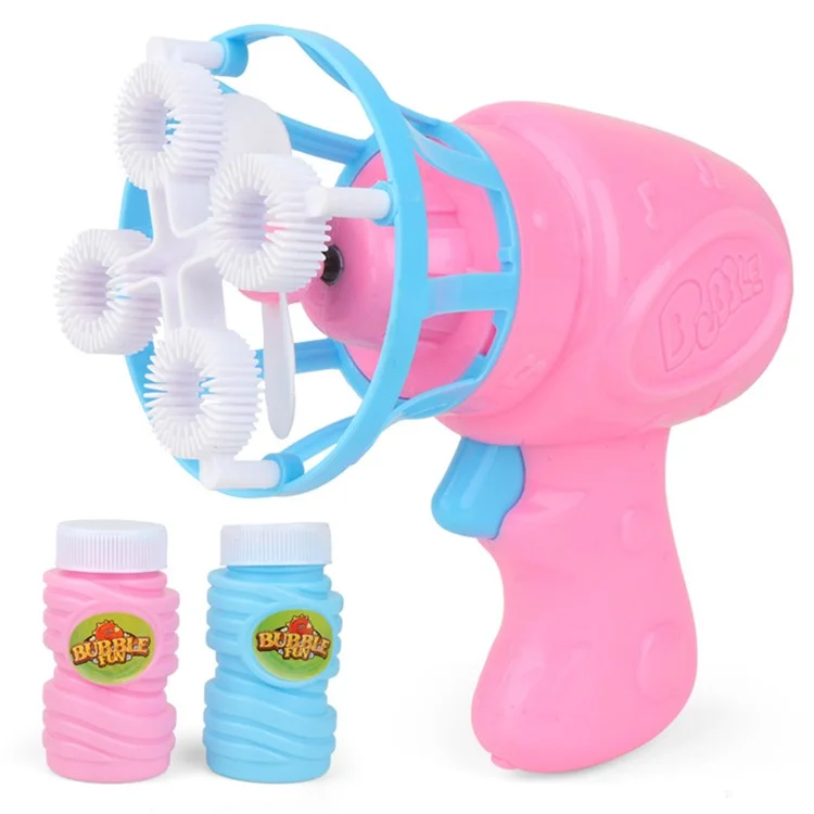 Fan Design Electric Bubble Gun Toy Children Hand-held Soap Bubbles Generator - Pink