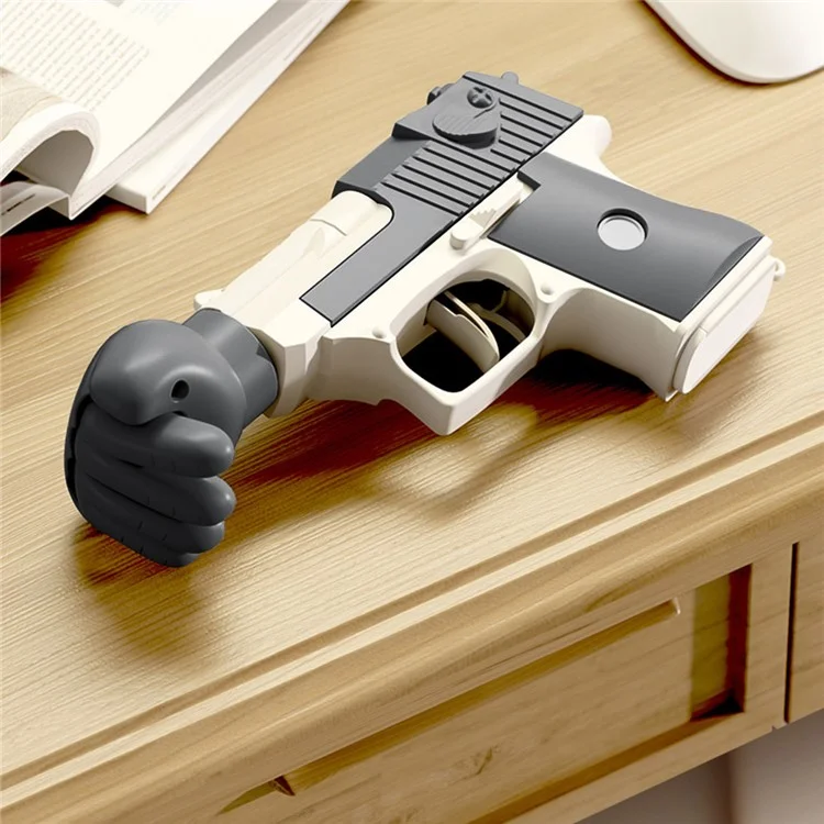Jogo de Mesa Rock Paper Scissors Brinquedo Prop Gun Meninos Meninas Brinquedo de Descompressão - Cinza