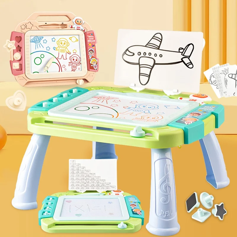 5503 Kids Magnetic DIY Drawing Board Toddlers Writing Doodle Tablet with Tablet Legs - Green