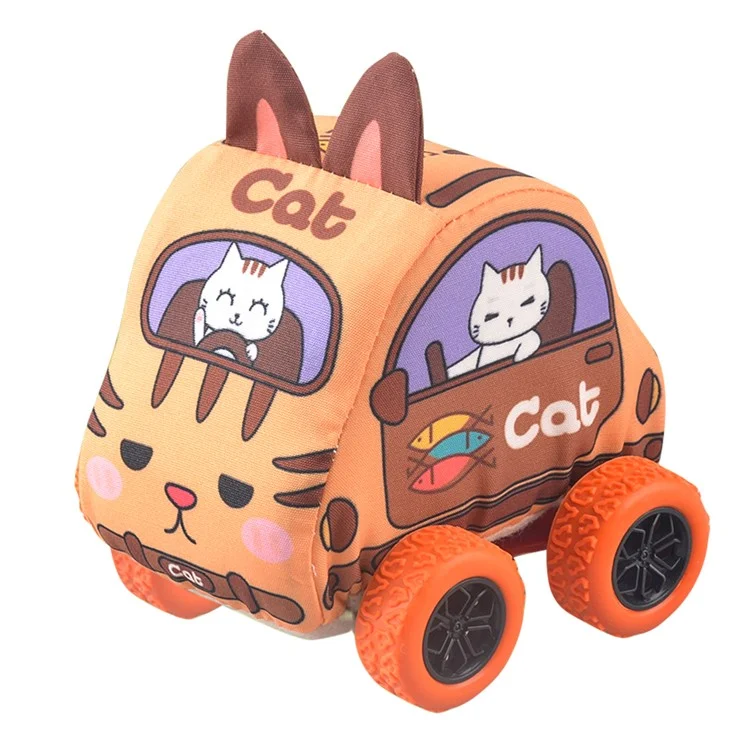 Pullback Toy Cars Soft Cloth Friction Powered Cars Toys for Toddlers Random Color - Cat