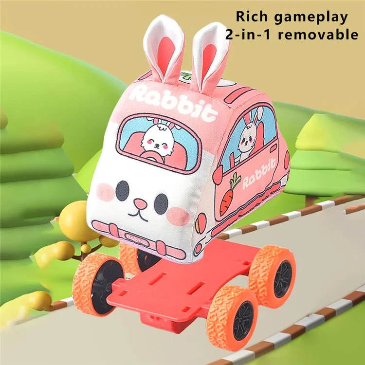Pullback Toy Cars Soft Cloth Friction Powered Cars Toys for Toddlers Random Color - Cat