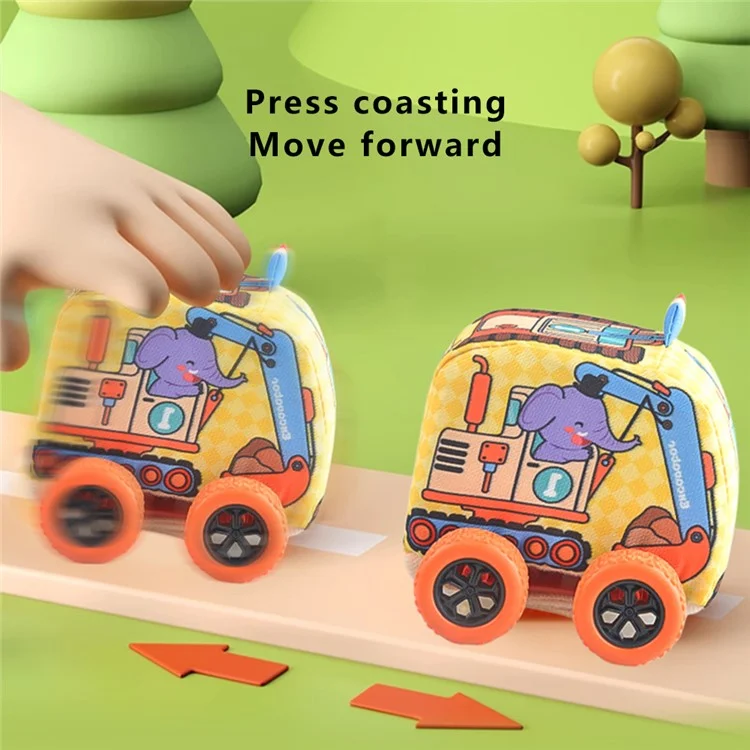 Pullback Toy Cars Soft Cloth Friction Powered Cars Toys for Toddlers Random Color - Cat