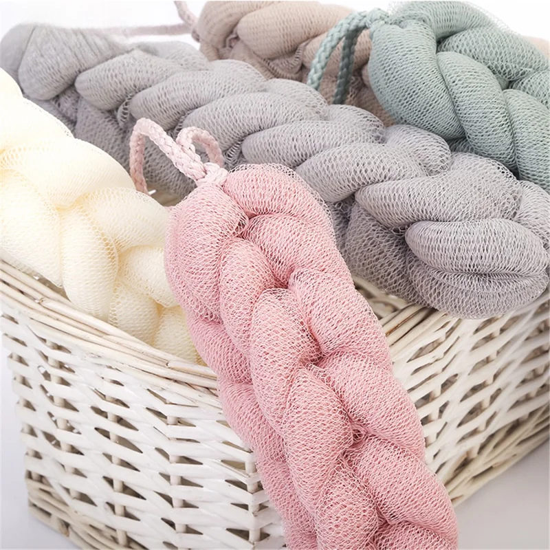 DY17011 PE Bath Loofah Shower Sponge Soft Mesh Body Scrubber Long Strip Loofah - Beige