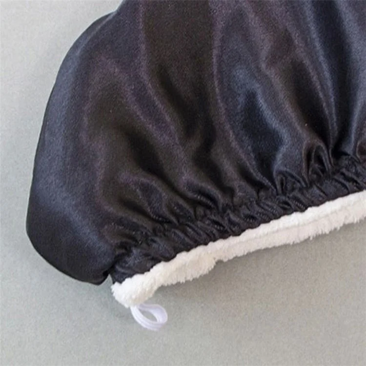 Gorro de ducha Satin+Coral Fleece de doble capa, de secado rápido, absorbente de agua - Negro 