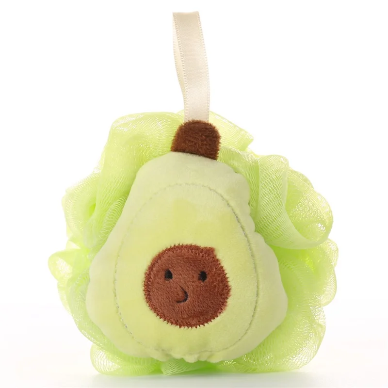 Children Bath Shower Loofah Cute Fruit Shape Kids Body Scrubber Wash Sponge - Avocado