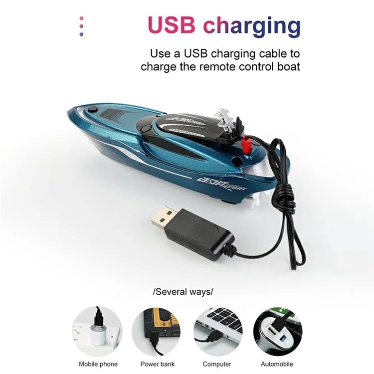 777-214 2,4 Ghz Hochgeschwindigkeit RC Speedboat Kinder Fernbedienungsbootspielzeuge - Blau