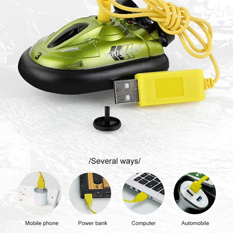 777-580 Mini RC Hovercraft Electric Speedboat Boy Toy 2.4G Waterproof RC Boat - Green